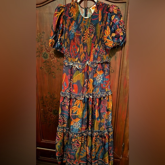 FARM Rio Short-Sleeve Crew-Neck Tiered A-line Maxi Dress - Picture 4 of 5